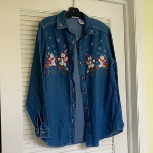 Bobbie Brooks Women’s Denim Holiday Shirt, Small